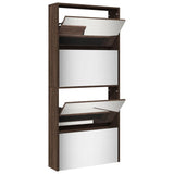 Shoe Cabinet with Mirror 4-Layer Brown Oak 63x17x134 cm 3228279