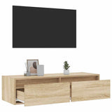TV Cabinet with LED Lights Sonoma Oak 100X35.5x25 cm 860240