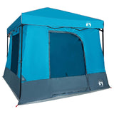 Camping Tent Set Folding 2 pcs Blue Taffeta and Fabric 3337171