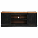 ZNTS TV Cabinet HALDEN 2 Sliding Doors Black 150x40x60 cm Solid Wood 4018416