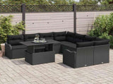 Garden Sofa Set with Cushion Manual 9 pcs Black Poly Rattan 3357176