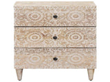 Bed cabinet with Drawer White 50 x 33 x 60 cm Solid Mango Wood 4018377