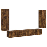 TV Wall Cabinet Set 4 pcs Smoked Oak Engineered Wood 3408930