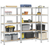 5-Layer Heavy-duty Shelves 3 pcs Silver Steel&Engineered Wood 3307597