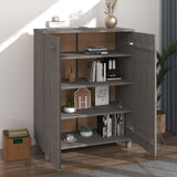 Shoe Cabinet HAMAR Light Grey 85x40x108 cm Solid Wood Pine 340519