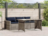 2 Piece Garden Dining Set with Cushions Grey Poly Rattan 366335