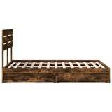 Storage Bed with Drawer Smoked Oak 135 x 190 cm Engineered Wood 3411577