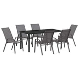 Garden Dining Set 7 pcs Grey and Black Powder-coated Steel 3379125