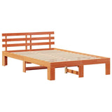 Bed Frame with Headboard Wax Brown 120 x 190 cm Solid Pine Wood 872622