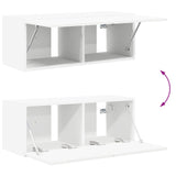 TV Wall Cabinet Set Wall-mounted 4 pcs White Engineered Wood 3408916