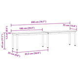 Bench White 200 x 35 x 45 cm Solid Pine Wood 892778
