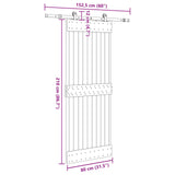 Sliding Door NARVIK Natural and Black 80 x 210 cm 3445264