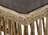Garden Table Beige 100 x 55 x 37 cm PE Rattan and Glass 42035138