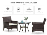 Three-Piece Rattan Chair Set, with Cushions - Brown T3398P377731