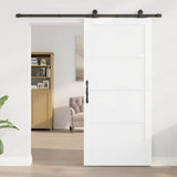 Sliding Door White and Black 93 x 202 cm Solid Pine Wood 3333375
