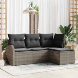 Sofa Set with Cushion with Storage 4 pcs Grey Poly Rattan 3354658