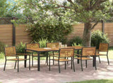 Garden Dining Set 7 pcs Black and Brown Poly Rattan 3365442