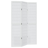 Room Divider 3 Panels White Solid Wood Paulownia 358782