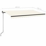 Manual Retractable Awning with LED 450x350 cm Cream 3069202