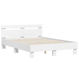 Bed Frame White Engineered wood, Plywood Double Bed Frame 3207567