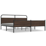 Metal Bed Frame without Mattress Brown Oak 183x213 cm 3318711