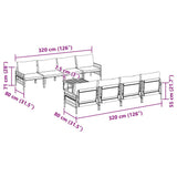 Garden Sofa Set with Cushion 9 pcs Black Steel 3378958