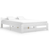 Bed Frame without Mattress White Solid Pine Wood 180x200 cm Super King 322003