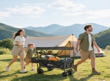 Folding Trolley Cart Storage Wagon Beach Trailer 4 Wheels with Handle Overhead Canopy Cart Push Pull T3398P348598
