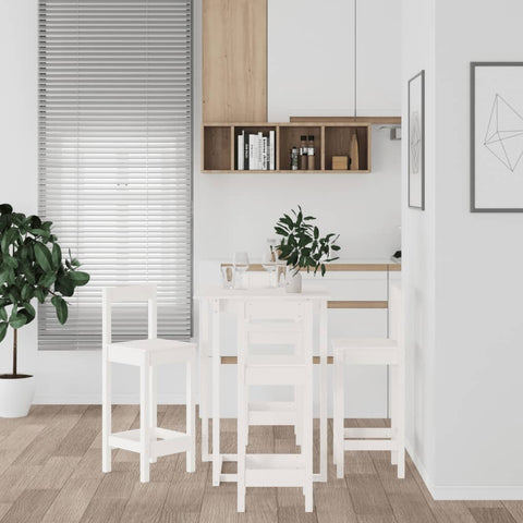5 Piece Bar Set White Solid Wood Pine 3124743