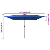 Garden Parasol 295 x 295 x 245 cm Polyester and Steel Azurblau 42003659
