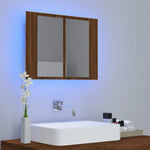 ZNTS LED Mirror Cabinet Brown Oak 60x12x45 cm Engineered Wood 822843