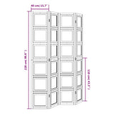 Room Divider 4 Panels White Solid Wood Paulownia 358692