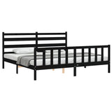 Bed Frame without Mattress Black 200x200 cm Solid Wood Pine 3192060