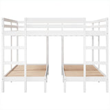 Triple Bunk Bed Frame White 200x200/80x200 cm Solid Wood Pine 3308584