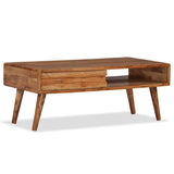 244974 Coffee Table Solid Wood with Carved Drawer 100x50x40 cm