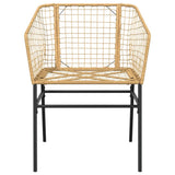 9 Piece Garden Dining Set Brown Poly Rattan Glass 3334596