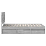 Bed Frame with Drawer Grey Sonoma 135 x 190 cm Solid Pine Wood 3410101