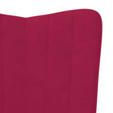 Relaxing Chair with a Stool Wine Red Velvet 327671