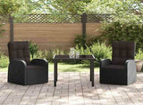 Garden Dining Set with Cushion 3 pcs Black Poly Rattan 3379520