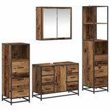 Bathroom Furniture Set with Door 4 pcs Old wood Engineered wood 3402566