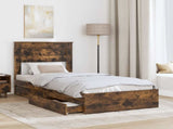 Storage Bed with Drawer Smoked Oak 90 x 190 cm Engineered Wood 3409941