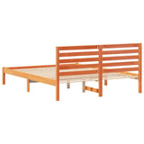 Bed Frame with Headboard Wax Brown 140 x 200 cm Solid Pine Wood 872289