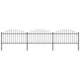 ZNTS Garden Fence with Spear Top Steel x5.1 m Black 277732