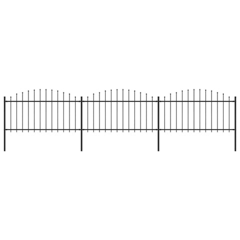 ZNTS Garden Fence with Spear Top Steel x5.1 m Black 277732