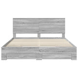 Bed Frame with Drawer Grey Sonoma 200 x 200 cm Engineered Wood 3409613