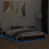 Bed Frame with LED without Mattress Smoked Oak 120x190 cm Small Double 3209825