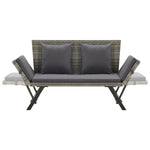 Garden Bench with Cushions Grey 176 cm Poly Rattan 317183