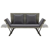 Garden Bench with Cushions Grey 176 cm Poly Rattan 317183
