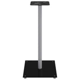 Speaker Stands 2 pcs Black&Silver Tempered Glass 1 Pillar Design 51816