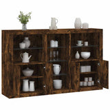 Sideboard with LED Lights Smoked Oak 162x37x100 cm 3209174